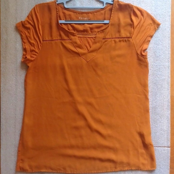 SOLD - Camaieu Orange Top Blouse - Picture 7 of 12